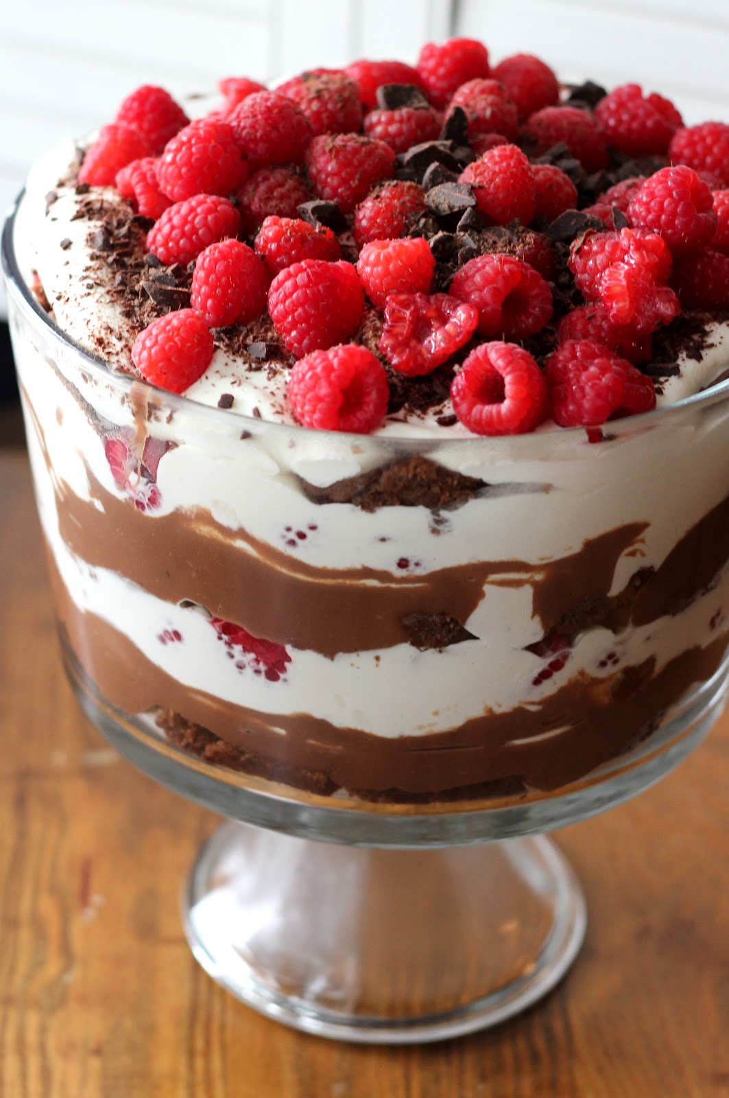 Triple Chocolate Trifle with Raspberries | A Hint of Honey