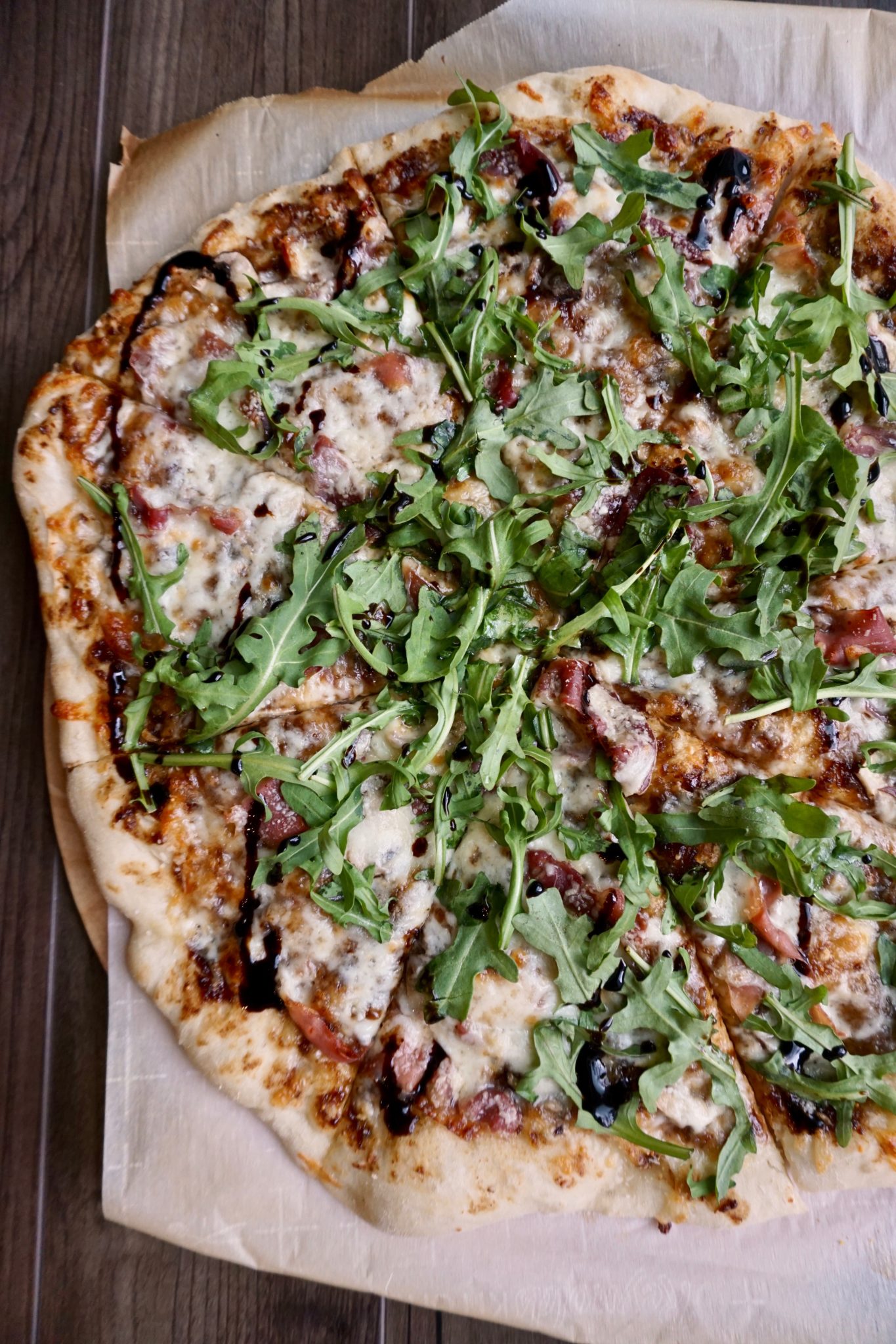 Fig Jam, Prosciutto, and Arugula Pizza A Hint of Honey