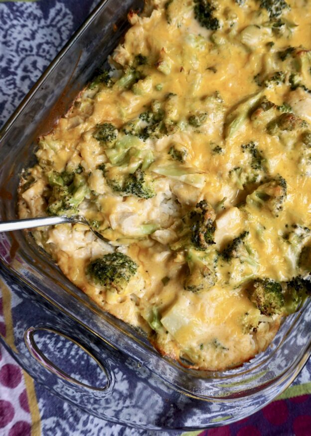 Easy Broccoli Chicken Rice Casserole | A Hint of Honey