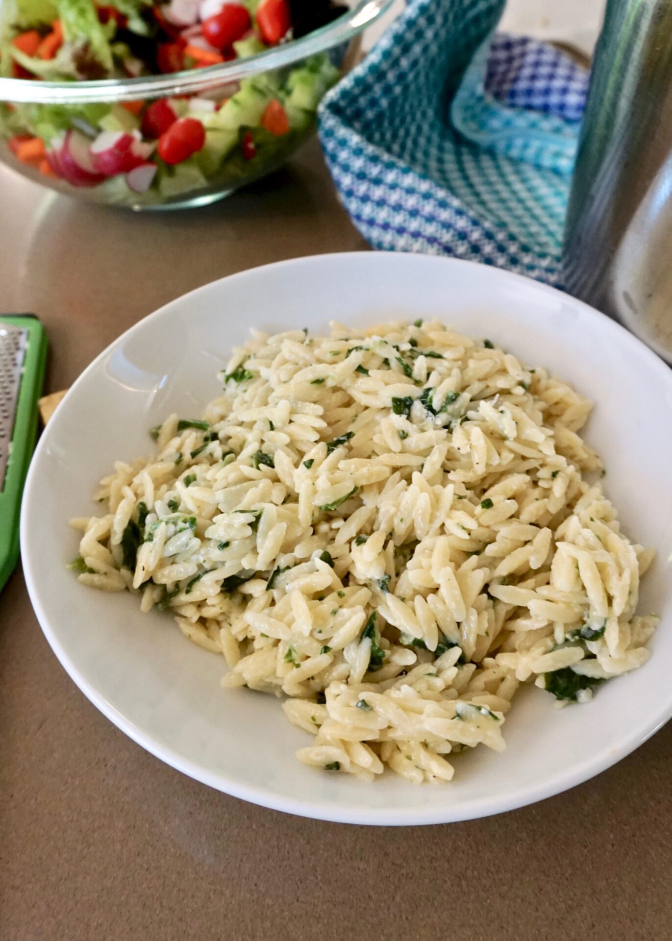 Orzo with Spinach and Parmesan | A Hint of Honey